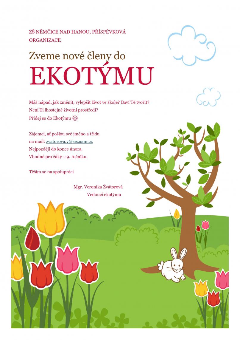 Plakát - zveme nové členy do Ekotýmu